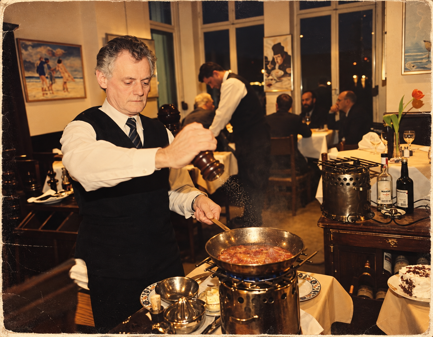 Zubereitung eines Gerichts am Tisch im Don Camillo