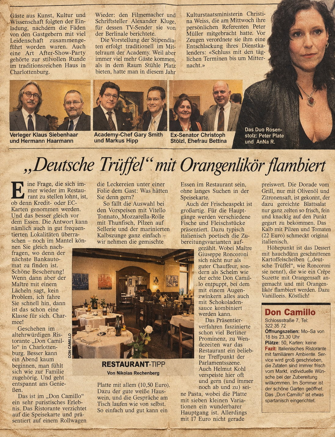 Historischer Presseartikel über Don Camillo